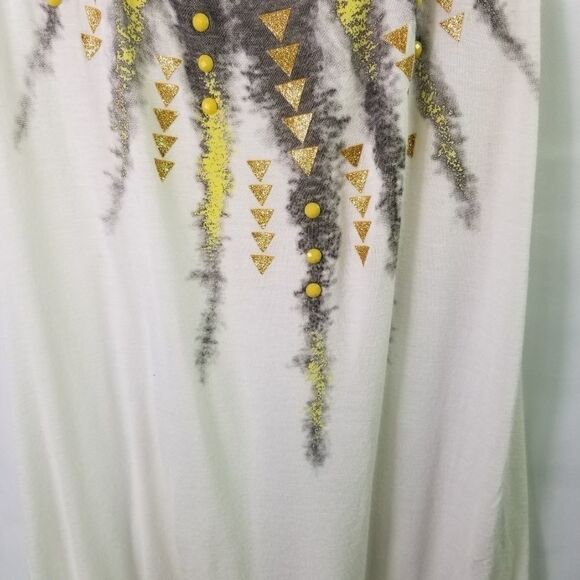 Retro doll white starburst muscle tee. Size L. - Picture 5 of 7